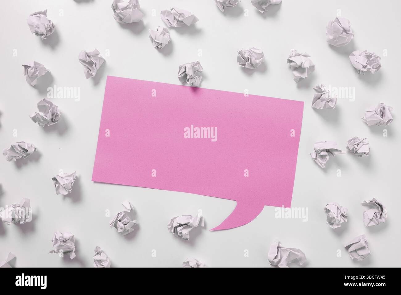 Paper Wraps Placed Around Important Information. Crumpled Memos With Data Stock Photo