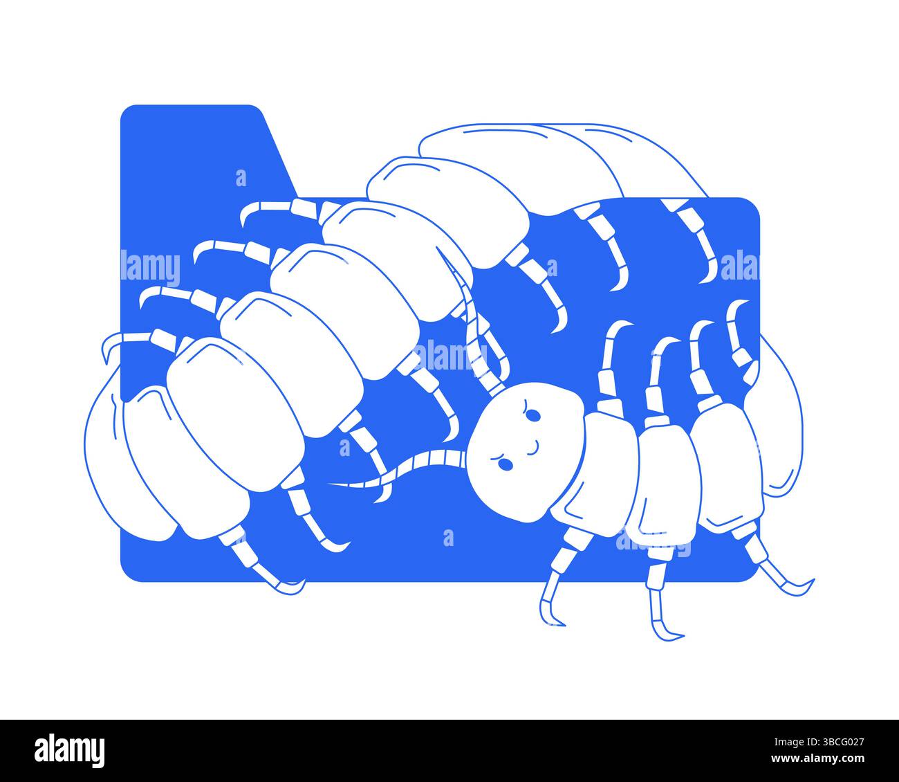 Centipede crawling over file folder line onboarding ui illustration Stock Vector