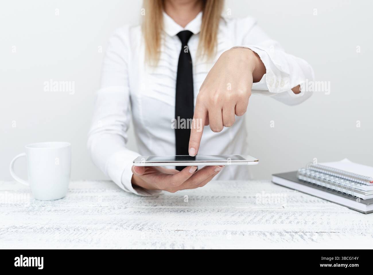 Developer Discussing Gadget Upgrade, Presenting Technical Specs Stock Photo