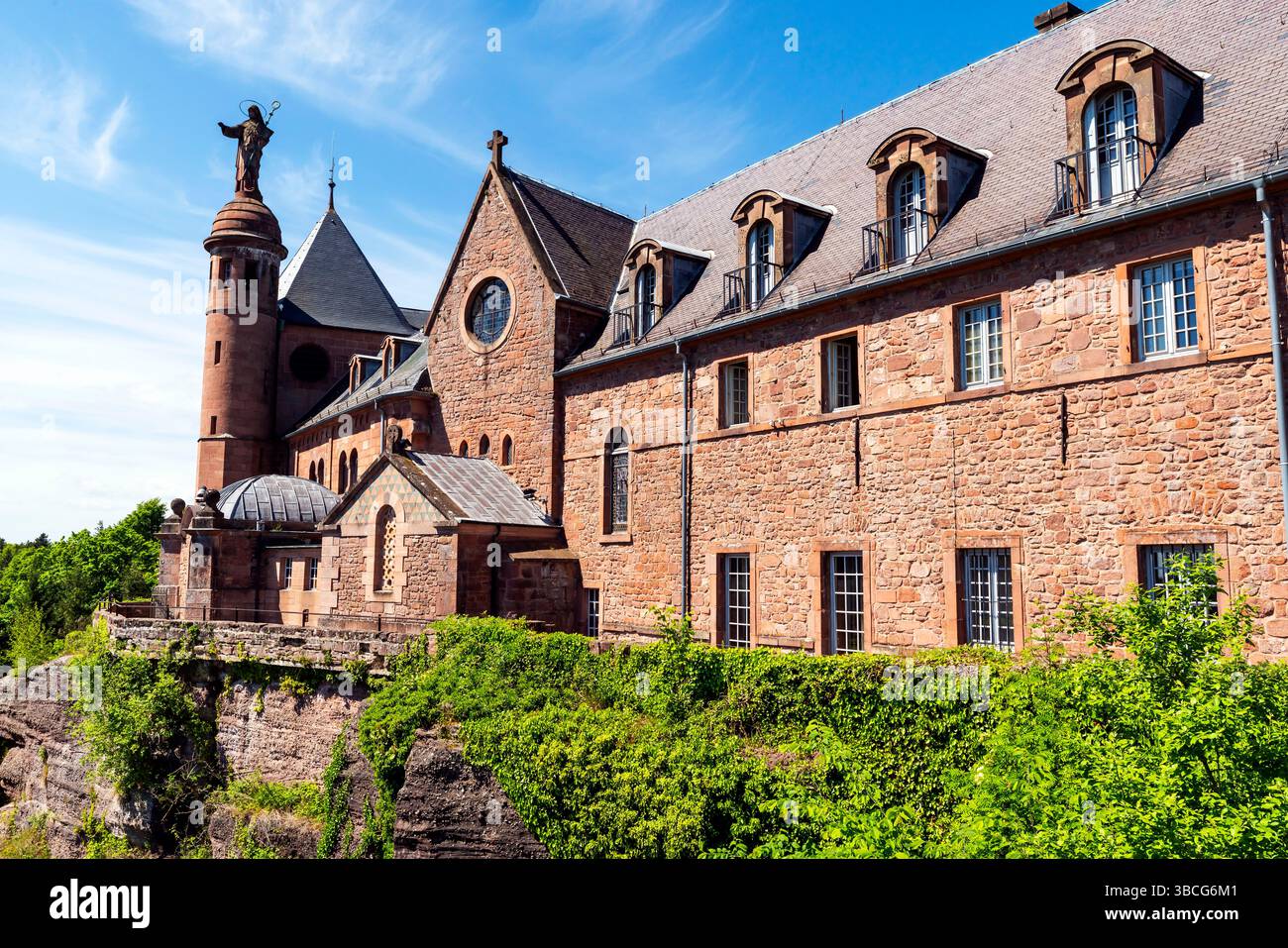 Mont Sainte-Odile Abbey in the Vosges Mountains in Alsace in France. Stock Photo