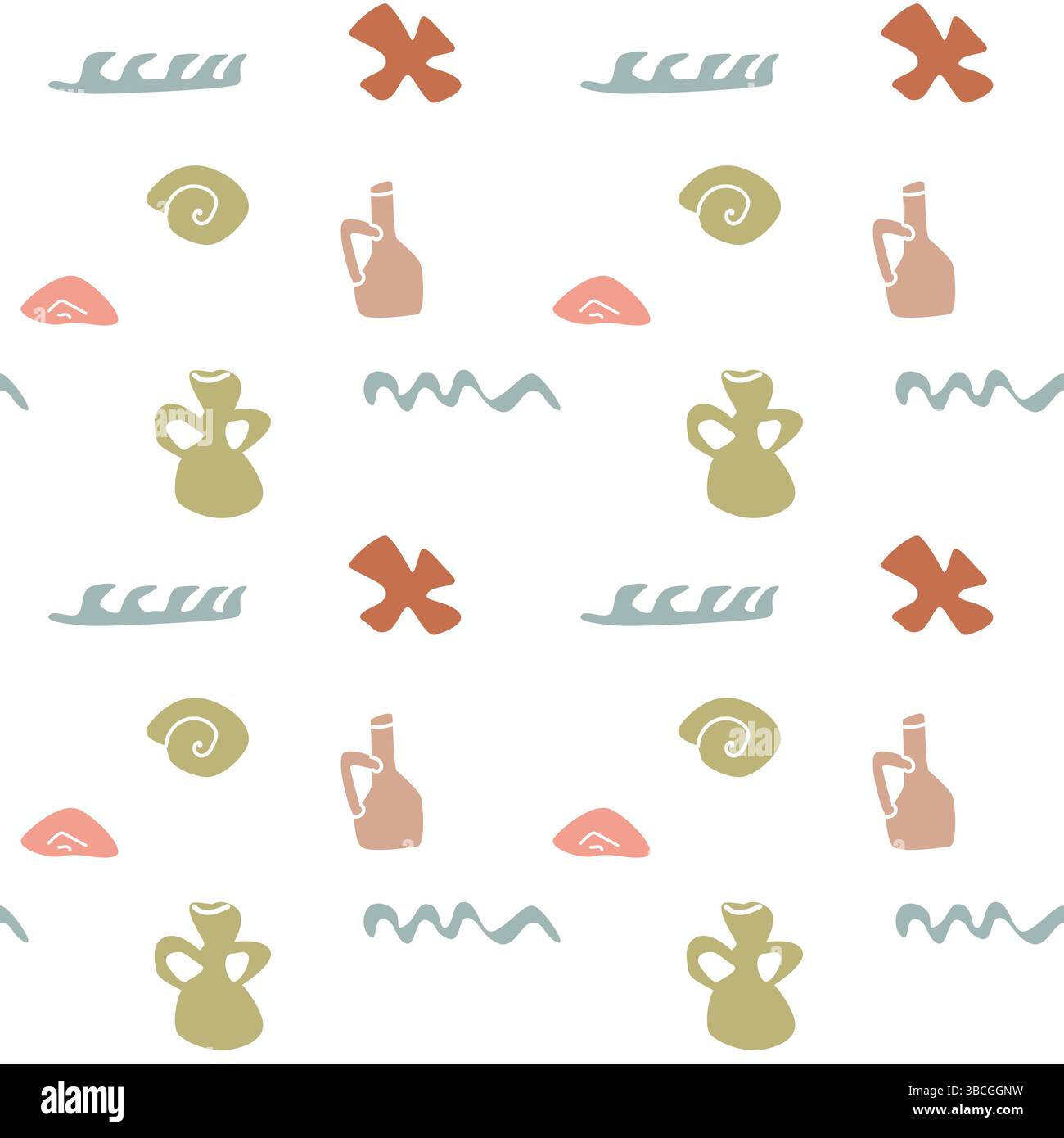 Boho summer elements pattern for decoration and design. Stock Vector