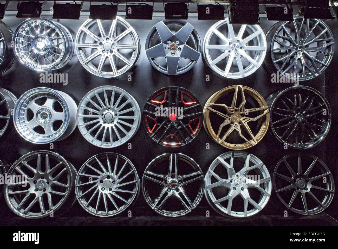 Pasila, Helsinki, Finland – April 4. 2025: Car aluminum wheel rims on ...