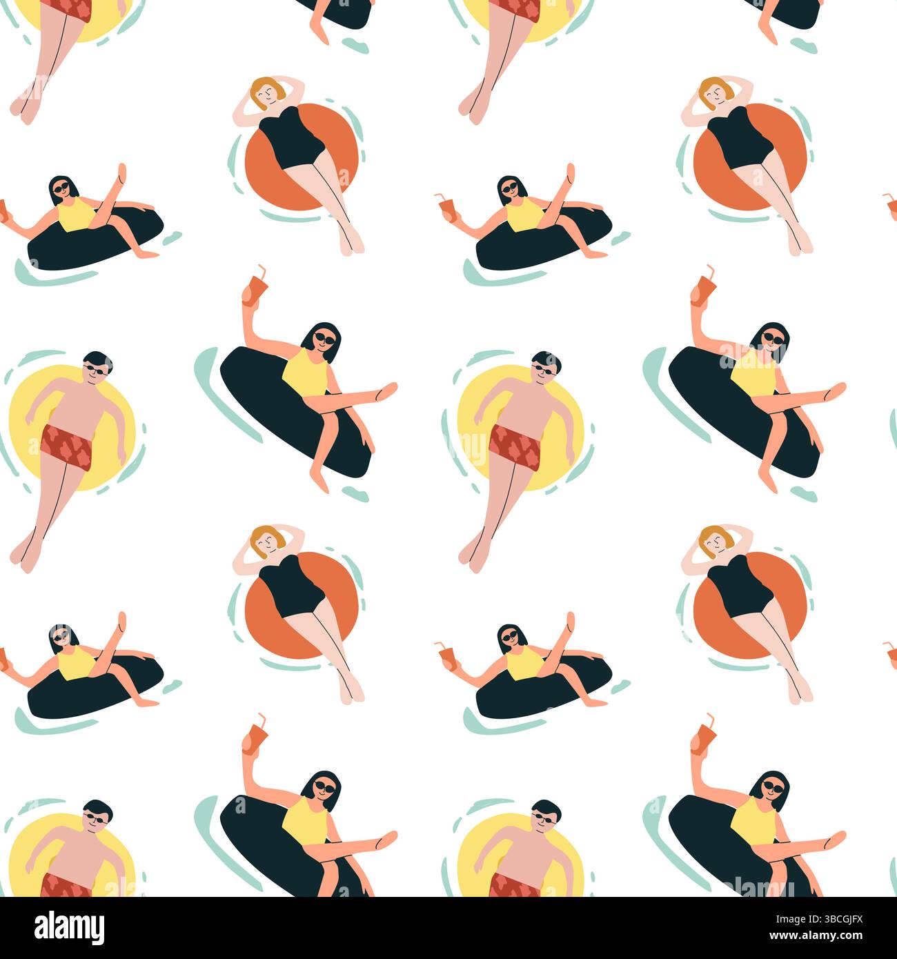 Men in women in pool Stock Vector Images - Alamy