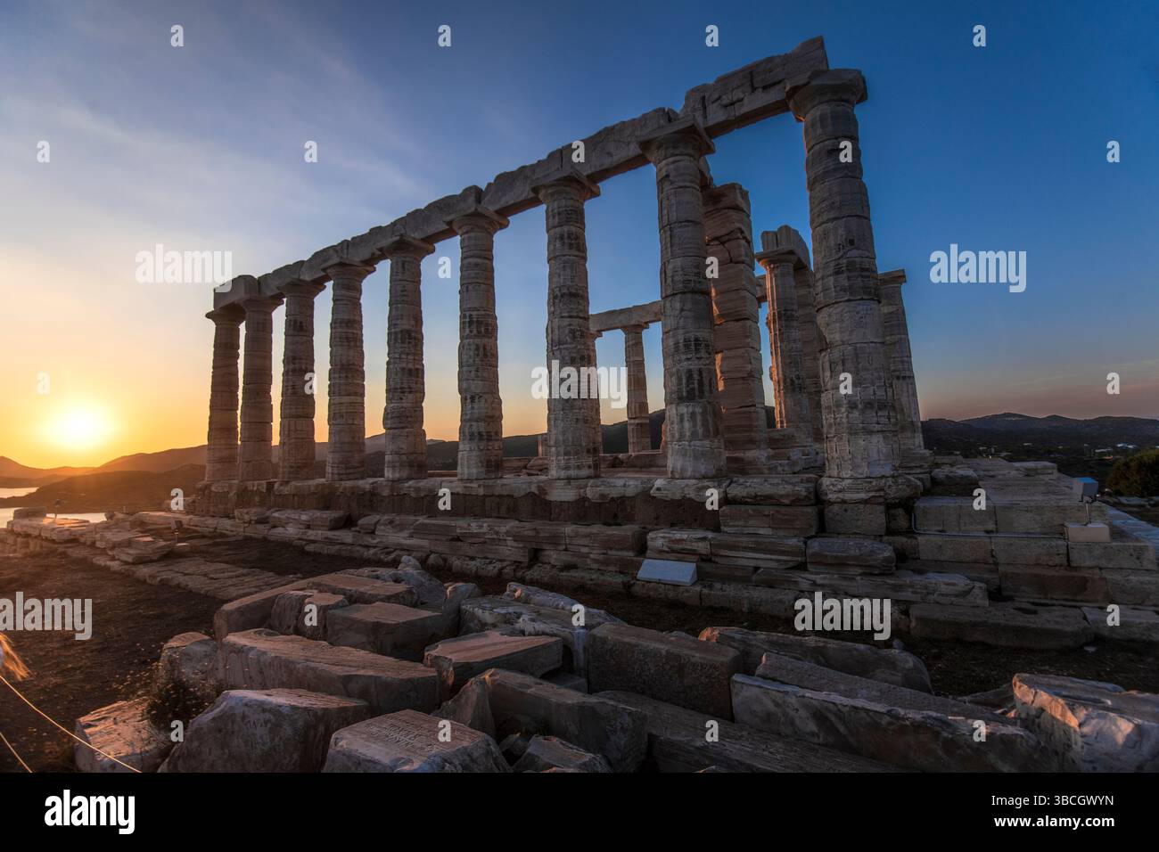 Cape Sounion: Sunset at the Temple of Poseidon. Greece Stock Photo - Alamy