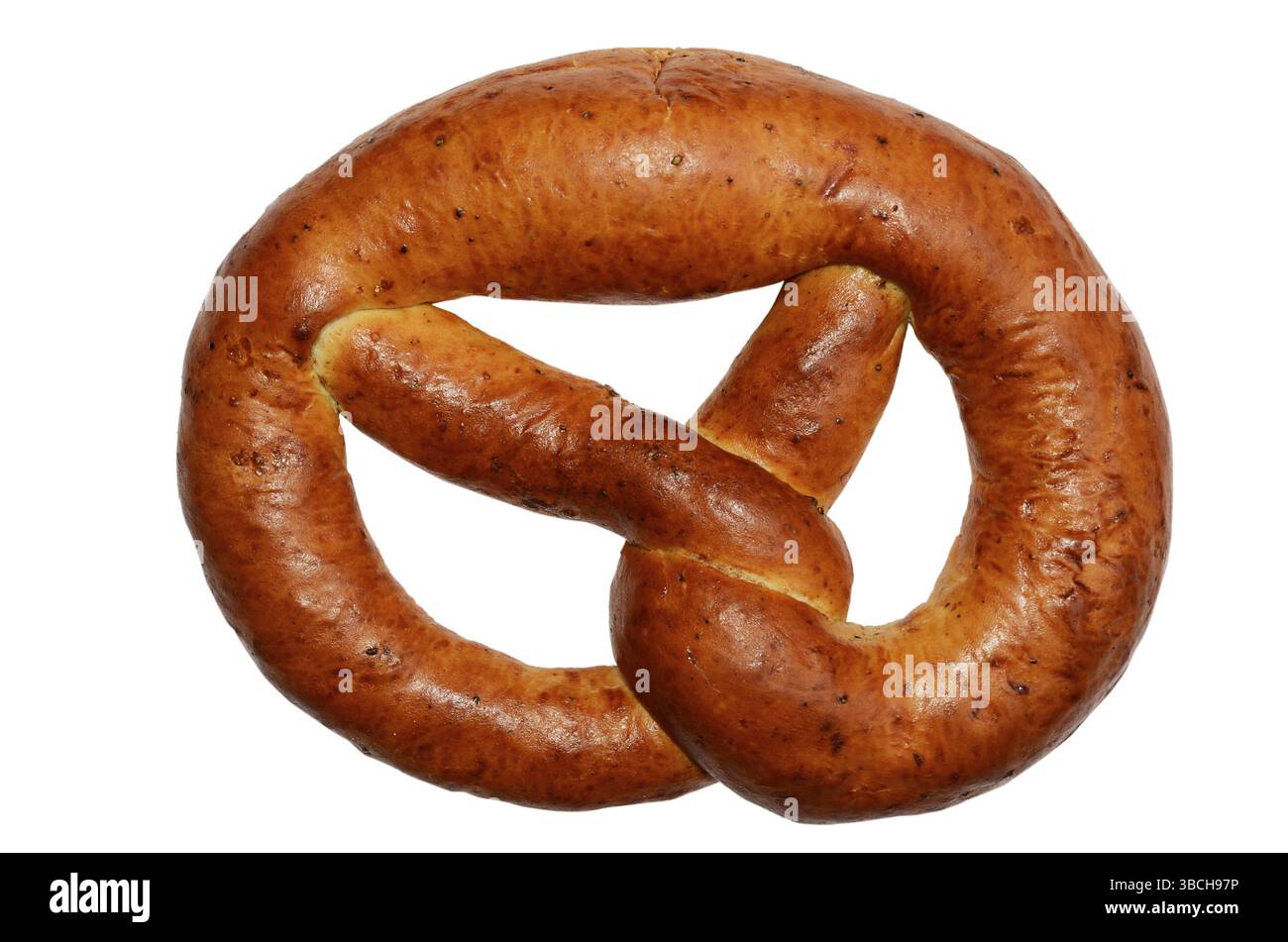 Ruddy fresh pretzel on a white background Stock Photo