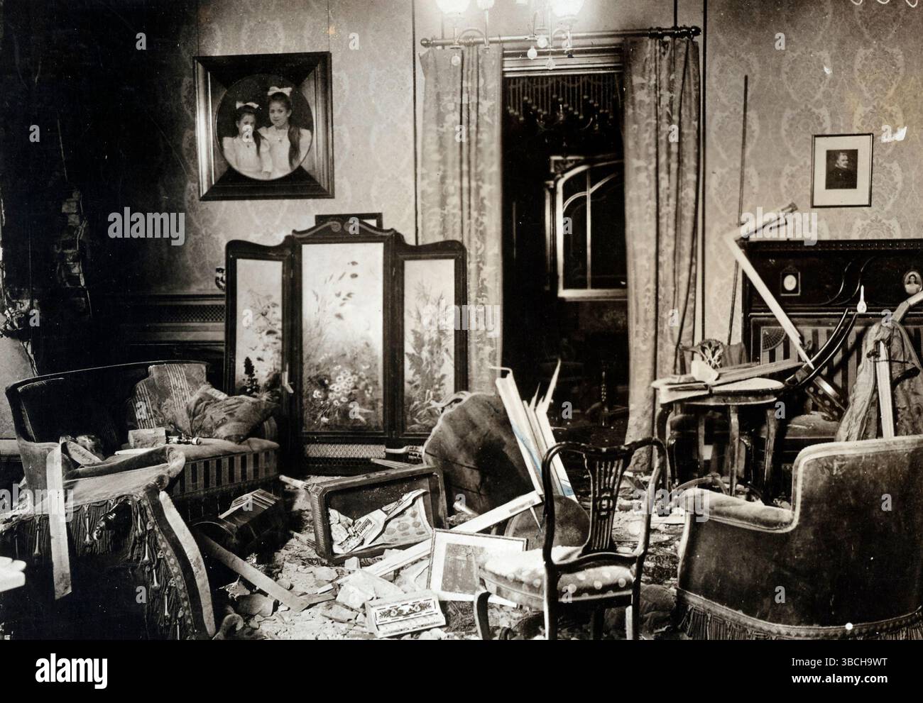 An official residence destroyed during the Spartacist Uprising. The Spartacist uprising was an armed uprising in Berlin from 5 to 12 January 1919. It was primarily a power struggle between the supporters of the provisional government which favored a social democracy, and those of the Communist Party of Germany (KPD) led by Karl Liebknecht and Rosa Luxemburg, which wanted to set up a soviet republic similar like the Bolsheviks in Russia. Stock Photo