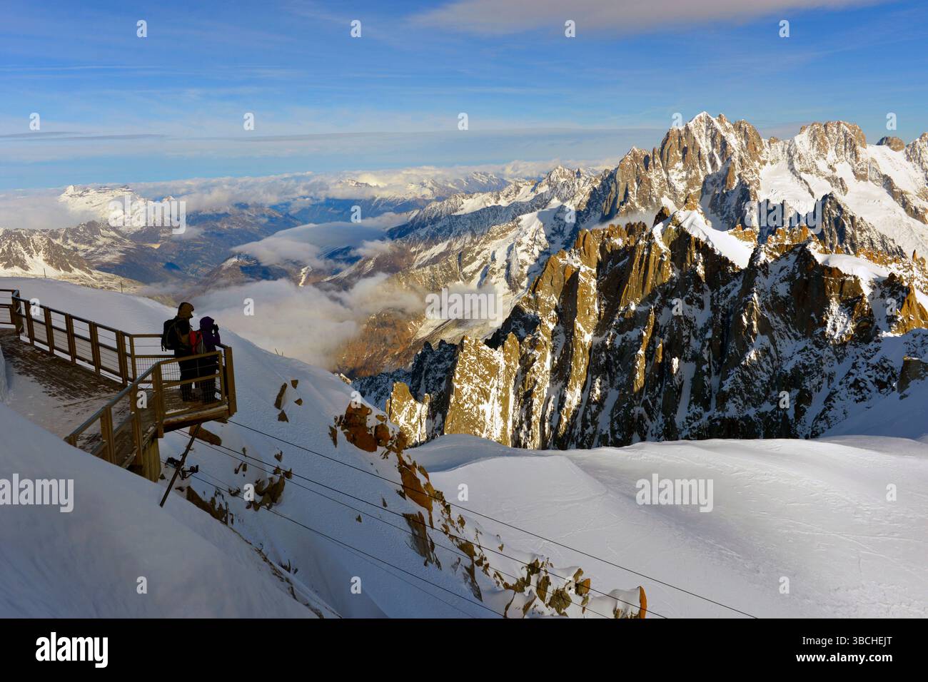 People Looking The Mont Blanc Massif Chamonix Aiguille Du Midi People Looking The Mont Blanc Massif Chamonix Aiguille Du Midi