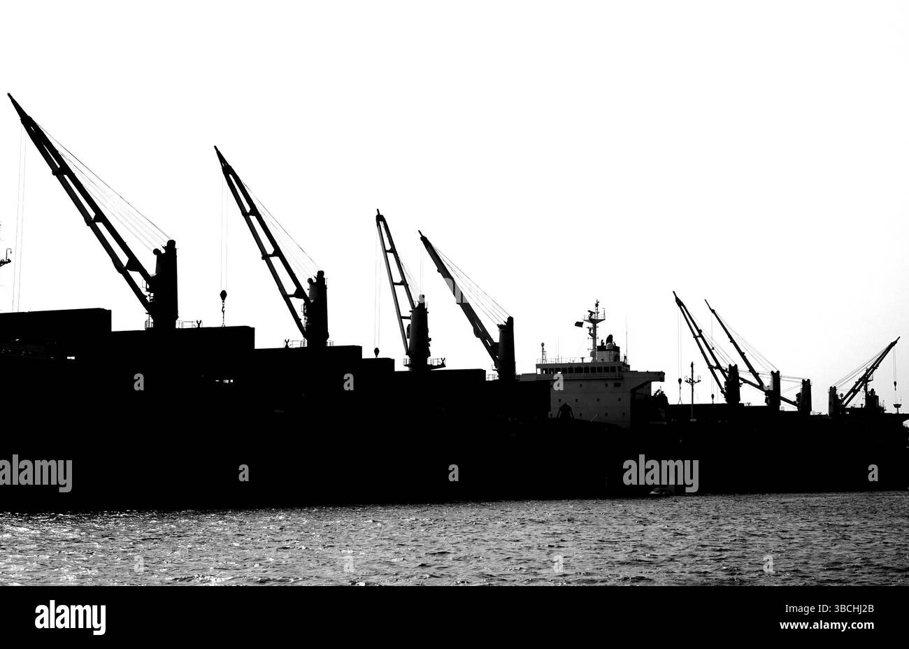 Lined cranes Black and White Stock Photos & Images - Alamy