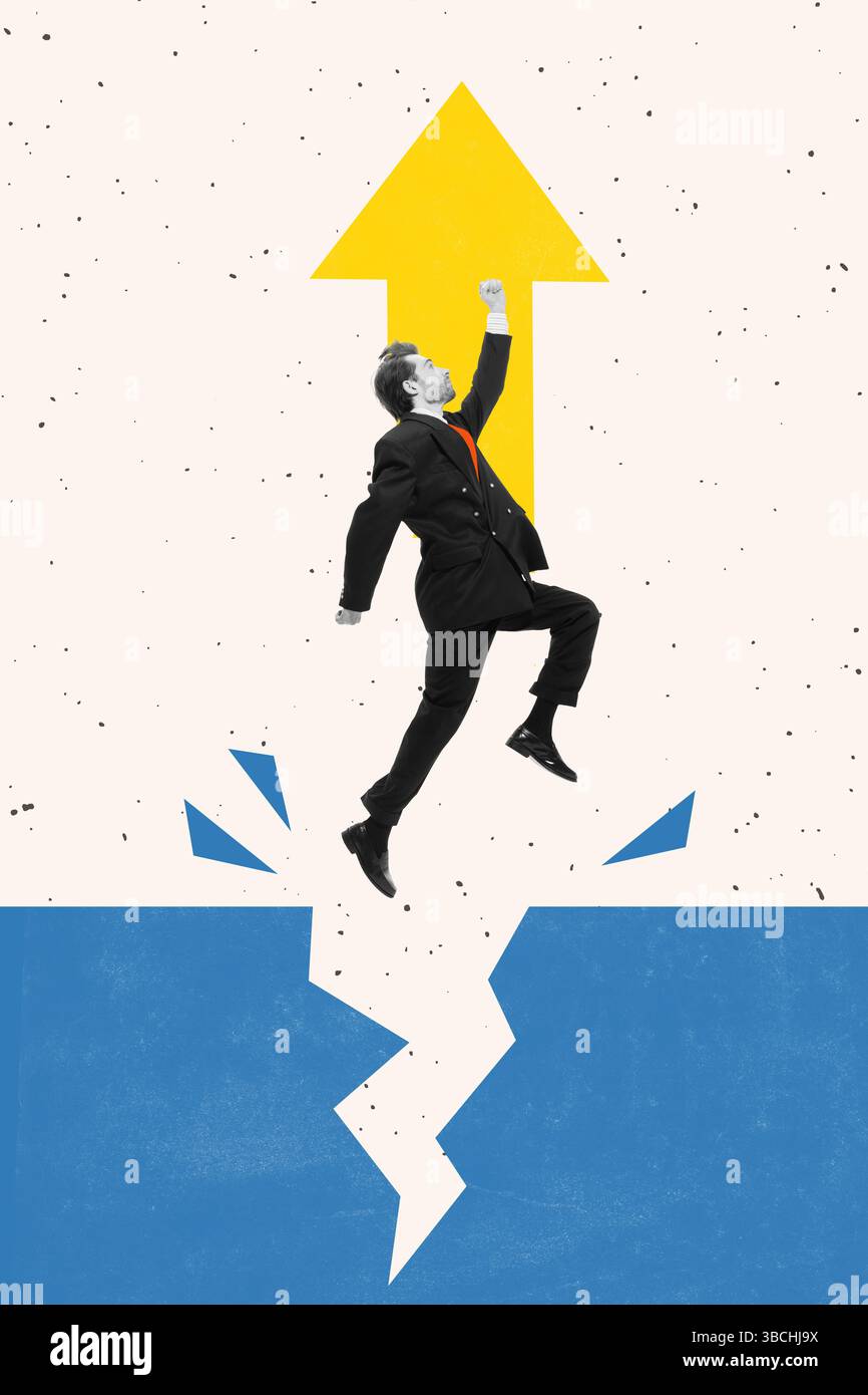 Glass Ceiling Crash. Creative collage. Man in suit leaps from cracked ...