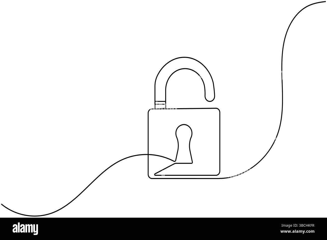 Lock icon minimalist style single line art isolated vector drawing ...