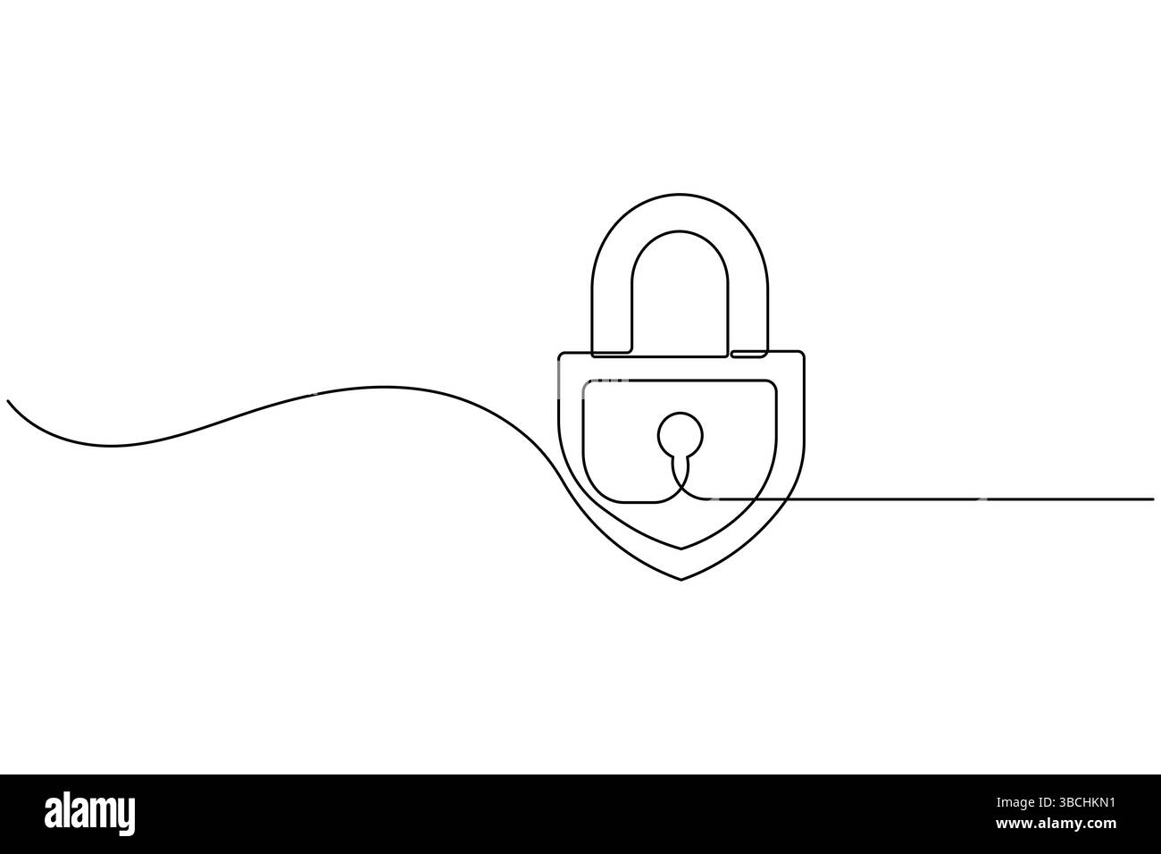 Lock icon minimalist style single line art isolated vector drawing ...