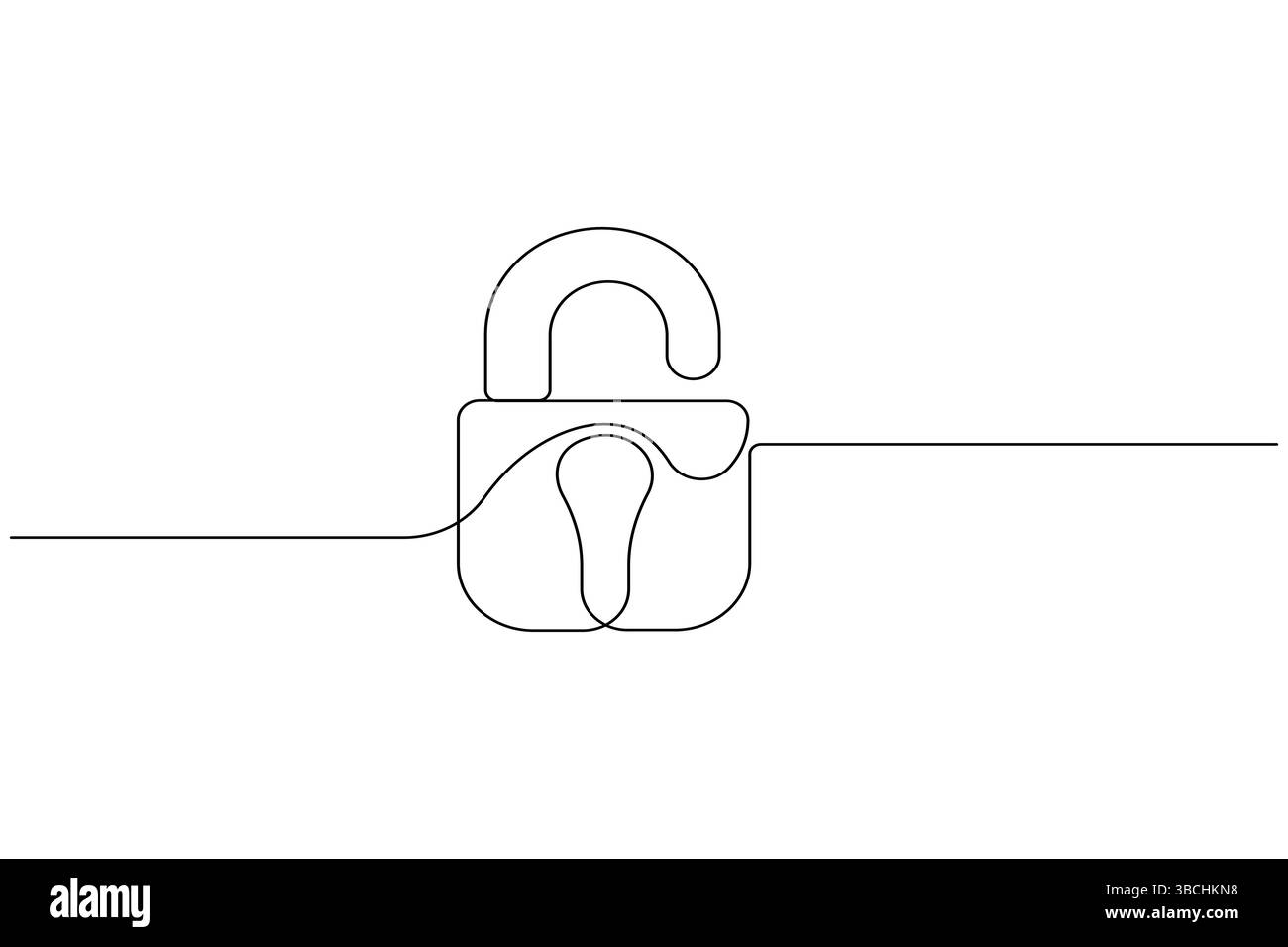Lock icon minimalist style single line art isolated vector drawing ...