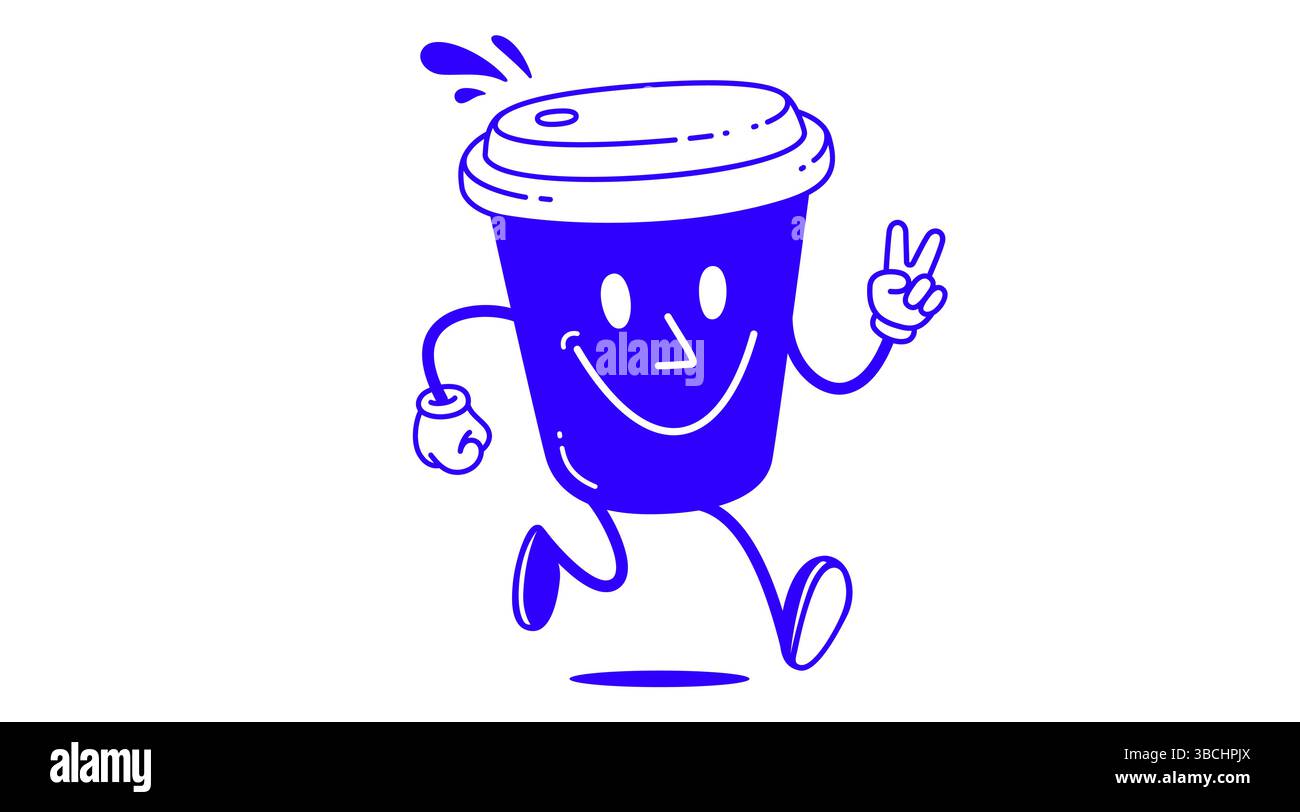 Coffee cup, funny character mascot Stock Vector