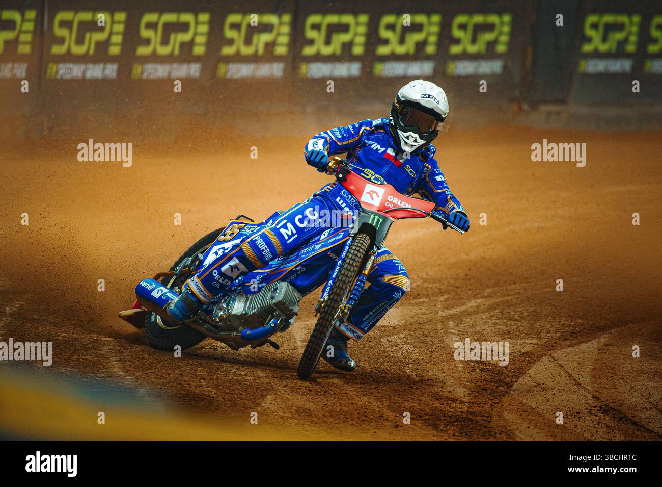 WARSZAWA, POLAND – MAY 17, 2025: Orlen Oil FIM Speedway Grand Prix of Poland in PGE Narodowy 2025. In photo Bartosz Zmarzlik (95, Poland). Stock Photo