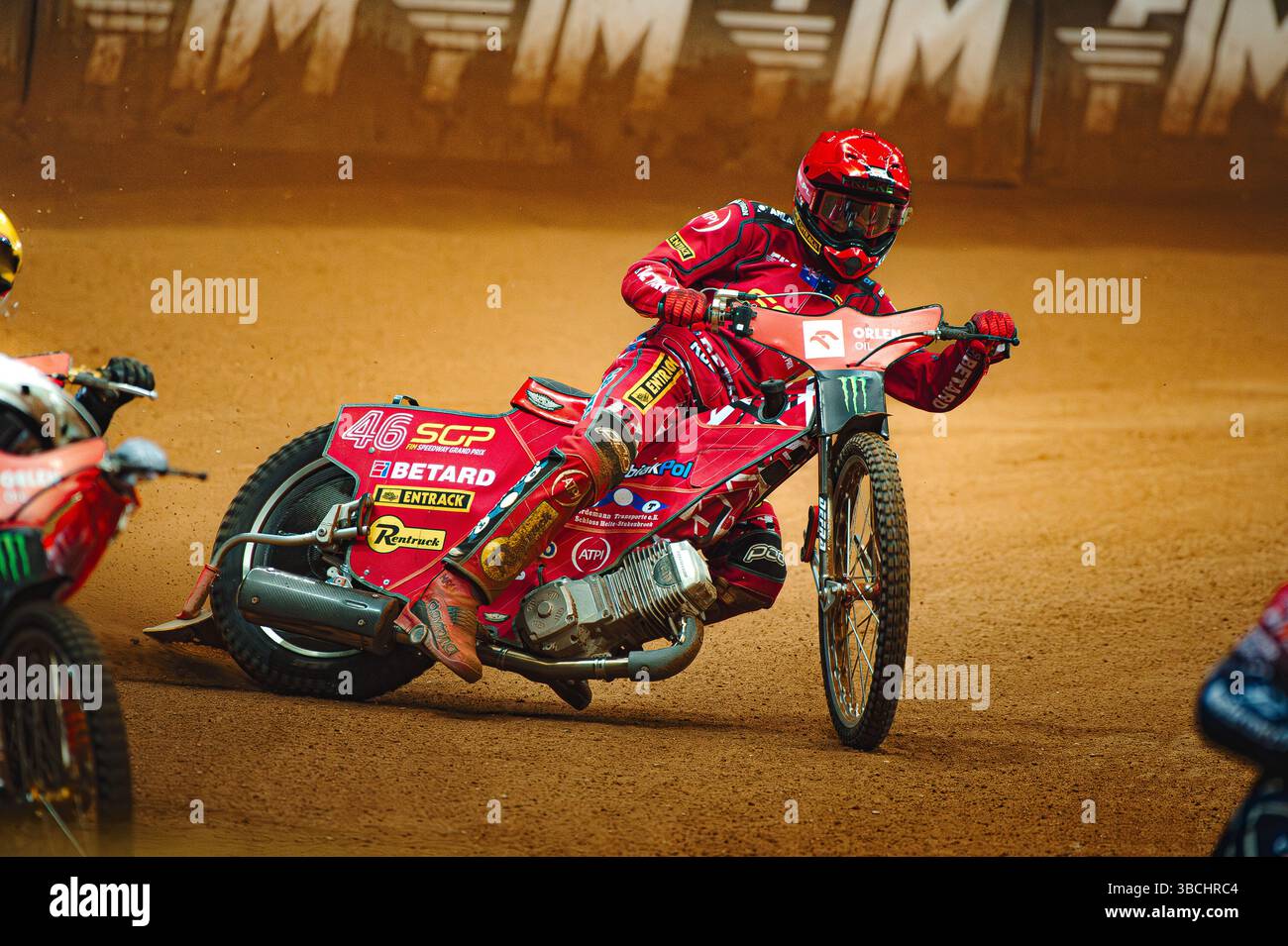 WARSZAWA, POLAND – MAY 17, 2025: Orlen Oil FIM Speedway Grand Prix of Poland in PGE Narodowy 2025. In photo Max Fricke (46, Australia). Stock Photo