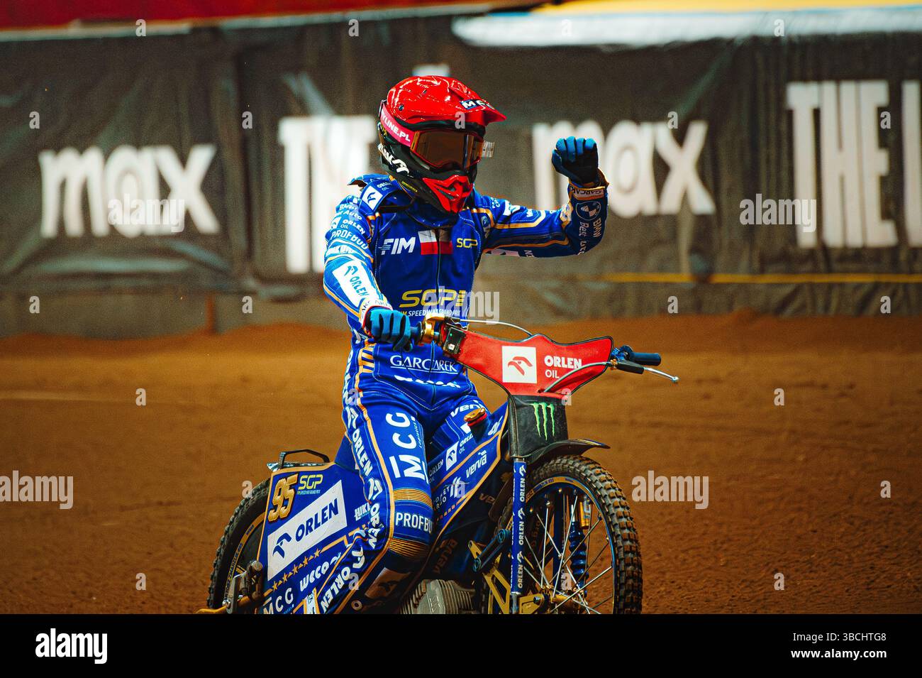 WARSZAWA, POLAND – MAY 17, 2025: Orlen Oil FIM Speedway Grand Prix of Poland in PGE Narodowy 2025. In photo Bartosz Zmarzlik (95, Poland). Stock Photo