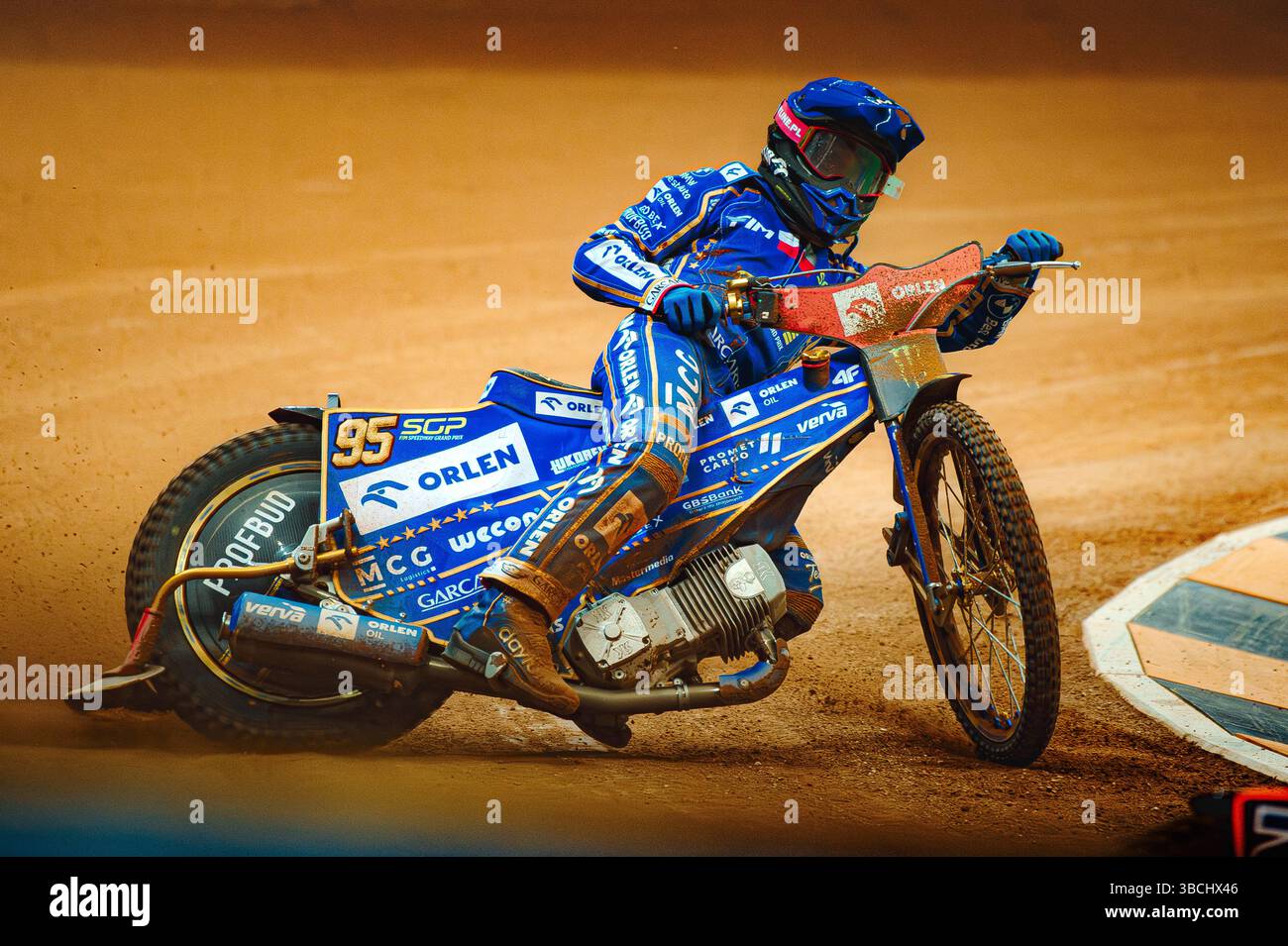 WARSZAWA, POLAND – MAY 17, 2025: Orlen Oil FIM Speedway Grand Prix of Poland in PGE Narodowy 2025. In photo Bartosz Zmarzlik (95, Poland). Stock Photo
