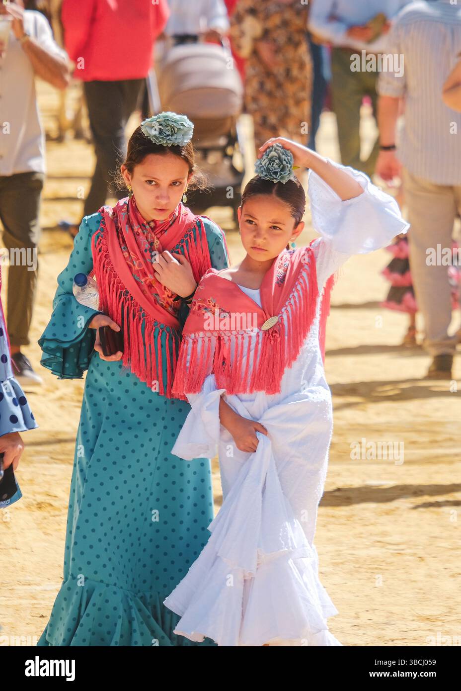Colorful outfits at the 2025 Feria del Caballo in Jerez de la Frontera, Andalucía, Spain Stock Photo