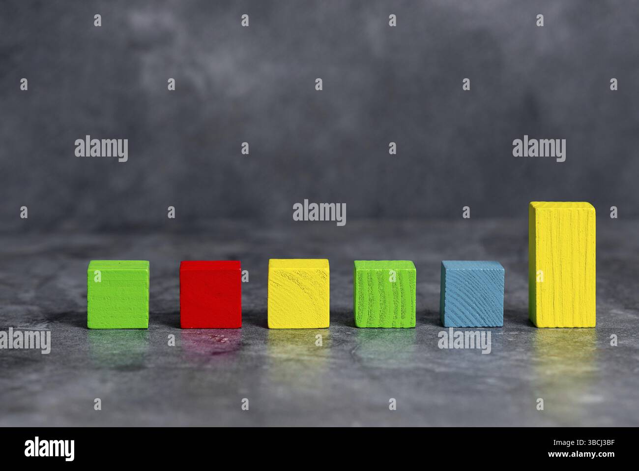 Stack of Sample Cube Rectangular Boxes On Surface Polished With Multi-Colour Stock Photo
