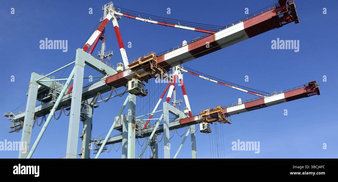 Large cranes used for loading containers on to ships Stock Photo - Alamy