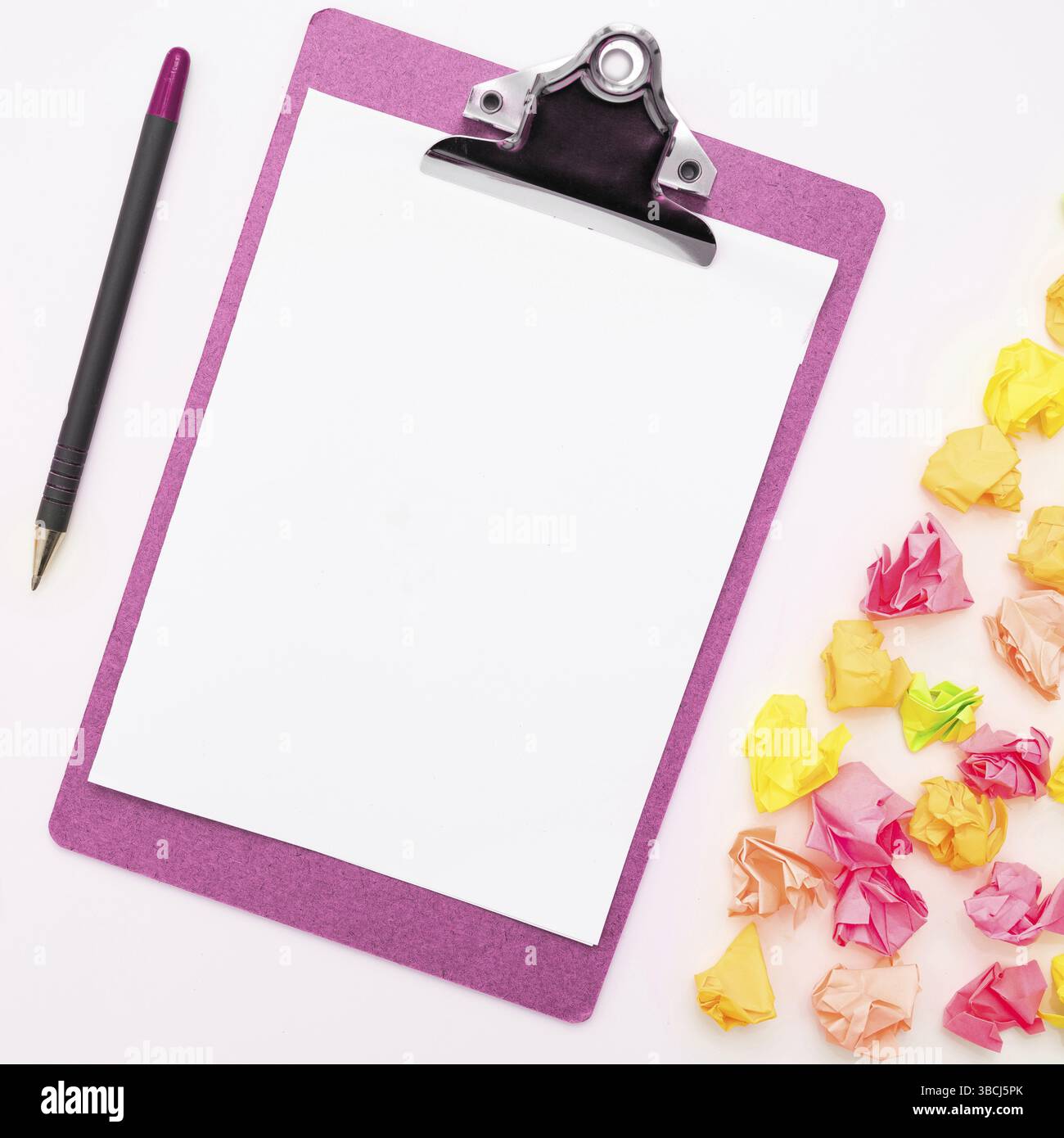Paper Wraps Placed Around Important Information. Crumpled Memos With Data Stock Photo