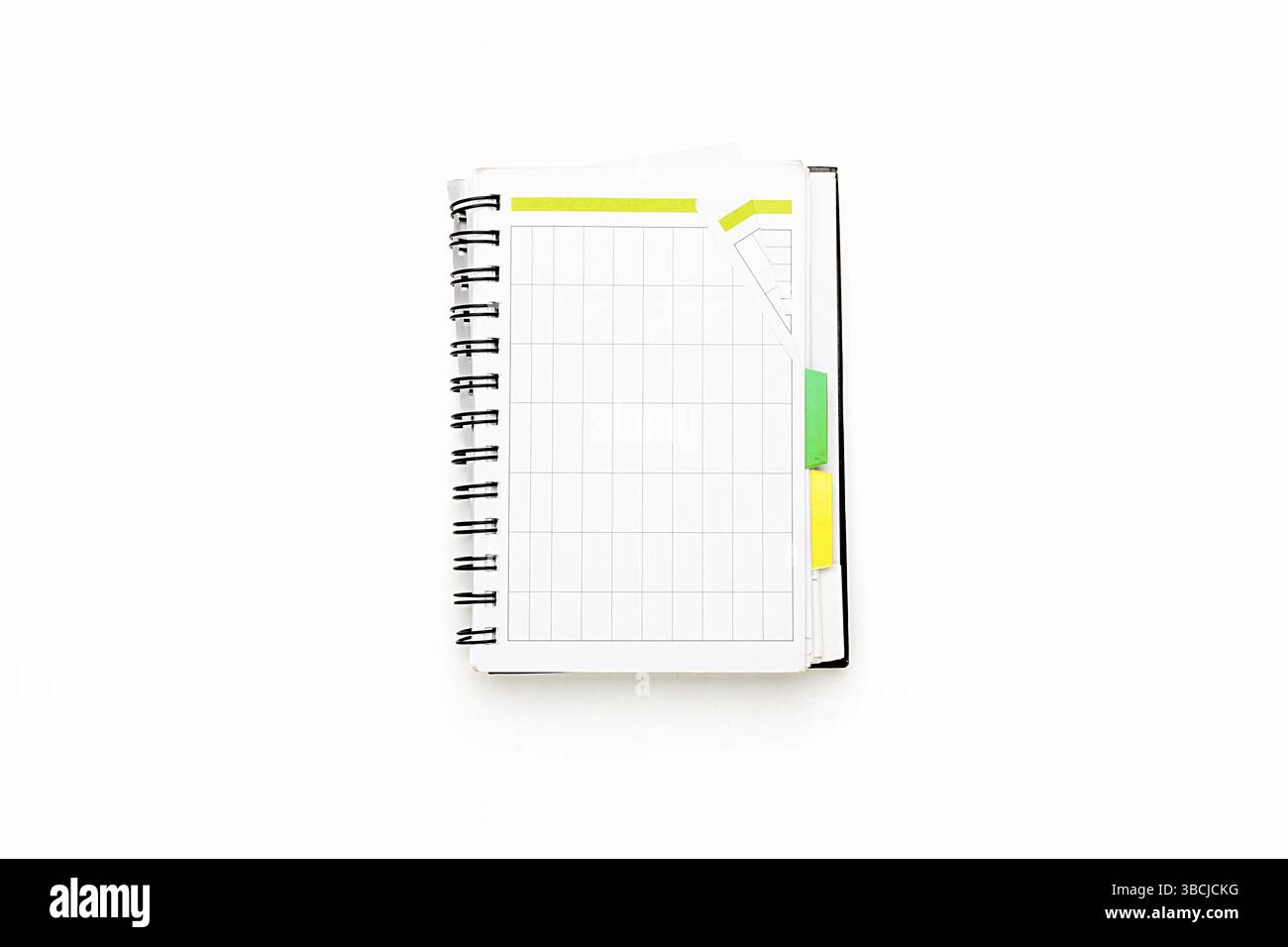 Open schedule with ring binder, isolated on white Stock Photo
