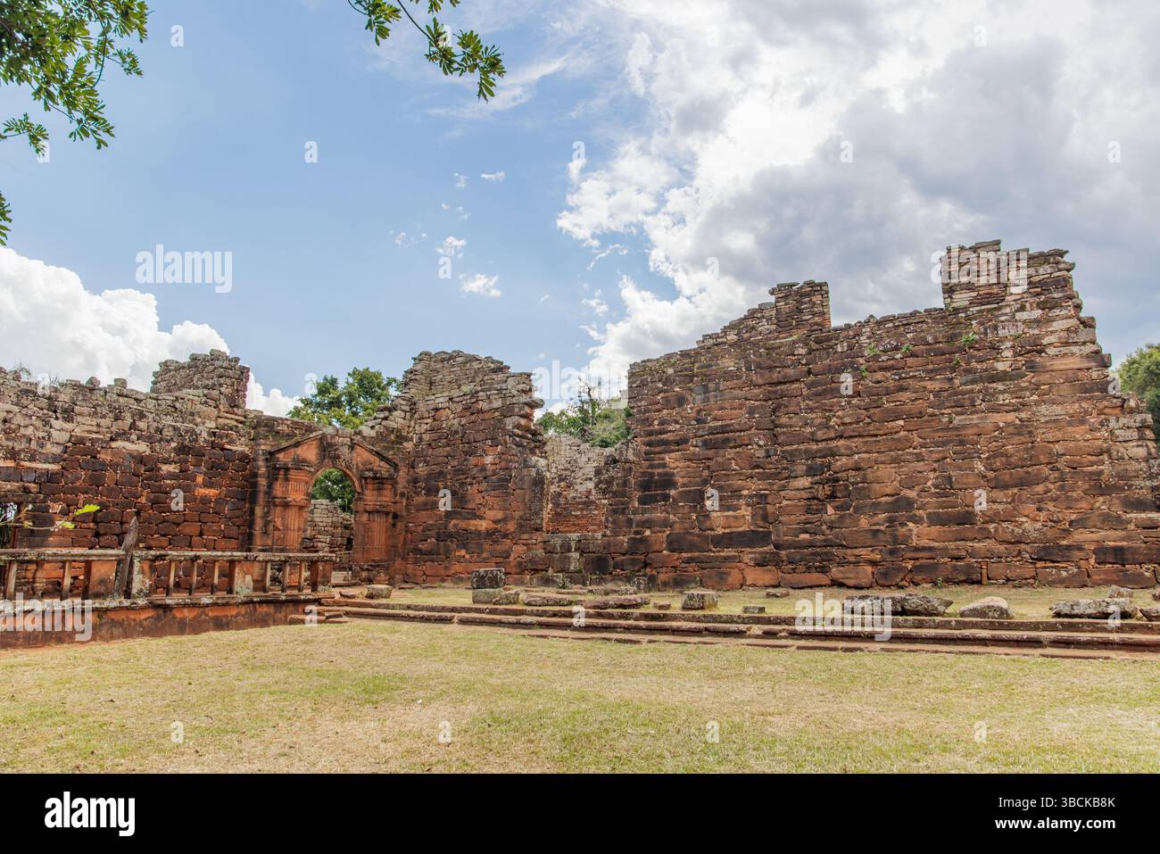 Stone walls at the ruins of San Ignacio in Misiones, Argentina. Stock Photo