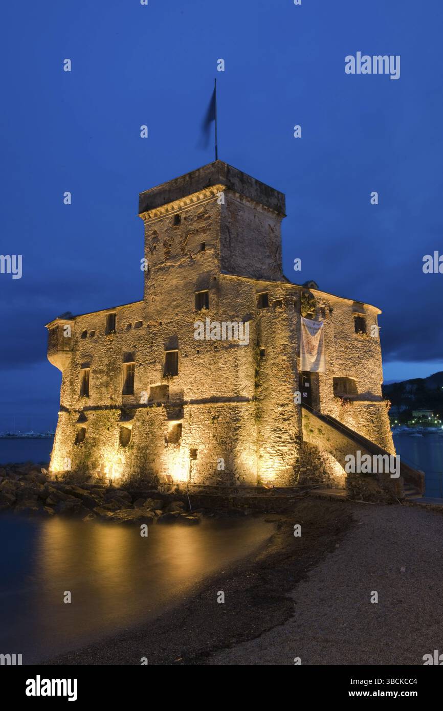 Fort, built 1551, Port of Rapallo, Province of Genoa, Liguria, Italy ...