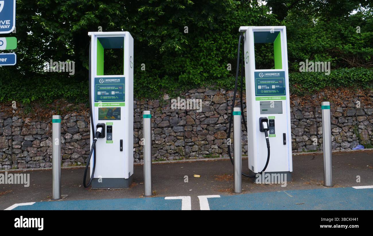 Electric vehicle charging points on Moto service station on the M5 ...