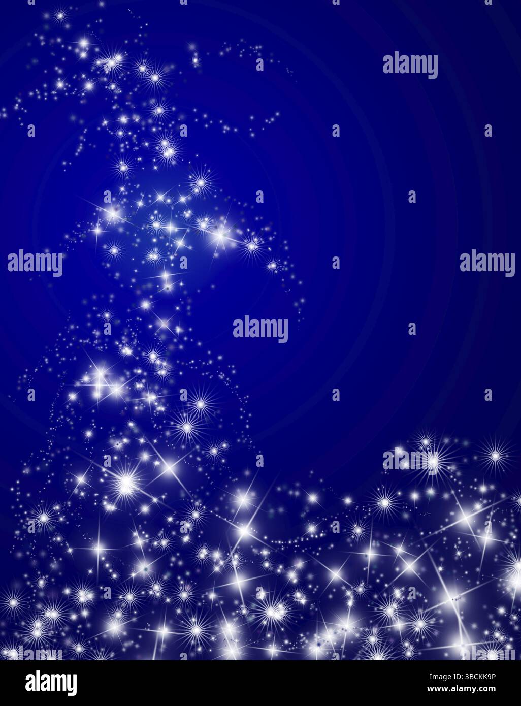 Blue abstract Christmas background with bright stars and space for text ...