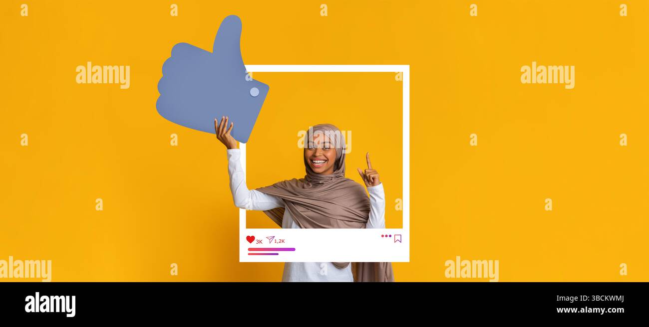 A happy individual showcases a thumbs up gesture inside a social media ...