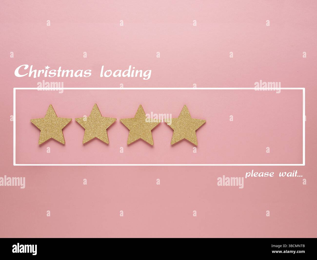 Christmas loading bar with golden star shapes on a pink background ...