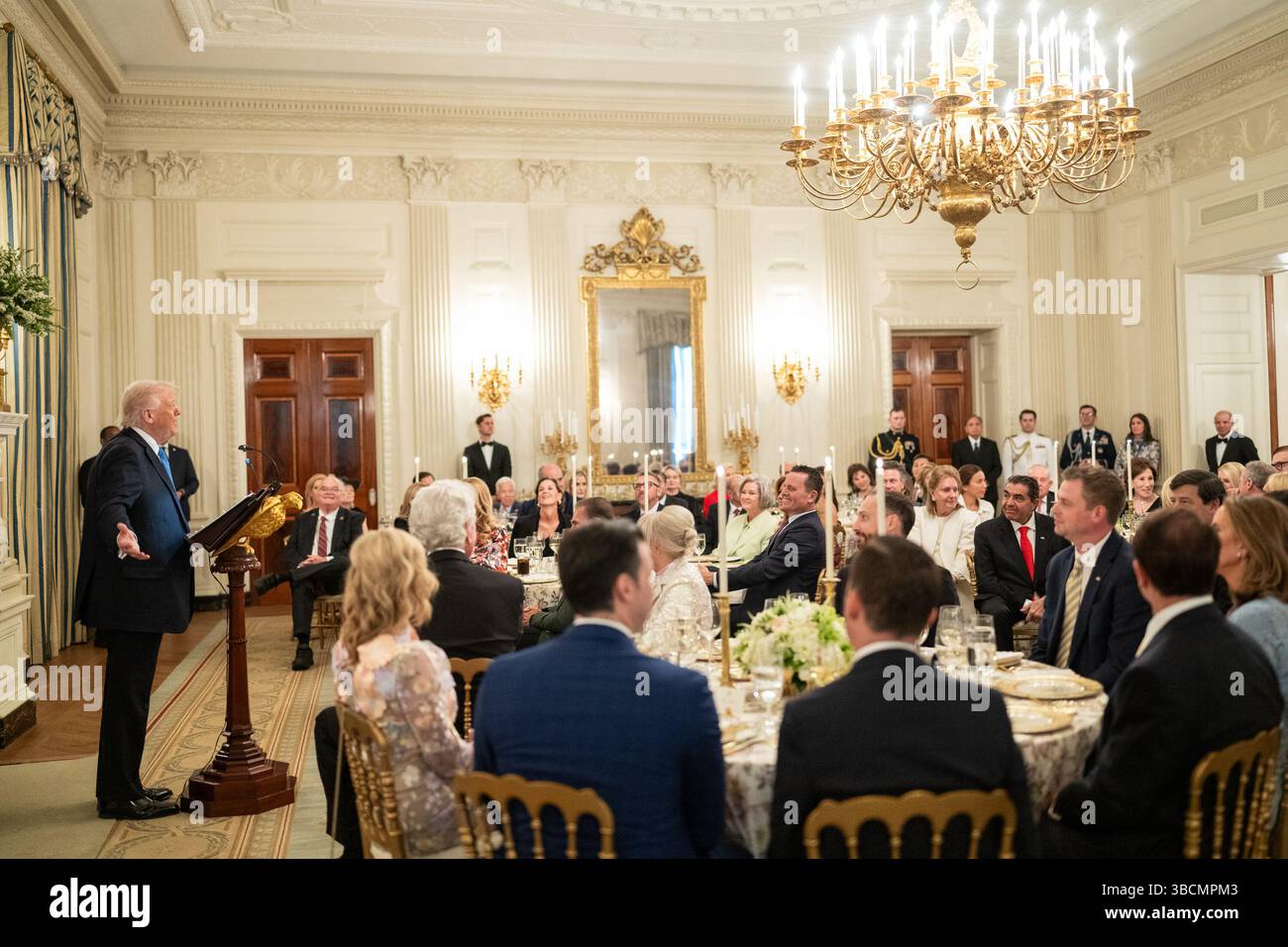 President Donald Trump delivers remarks at a Kennedy Center Board ...