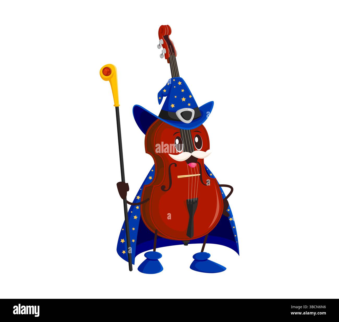 Cartoon violin Halloween mage and wizard musical instrument character ...
