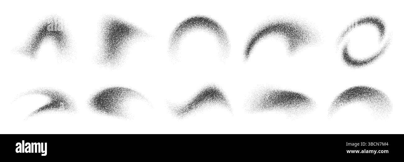 Dust noise grain wave spray and sand powder abstract shapes with ...