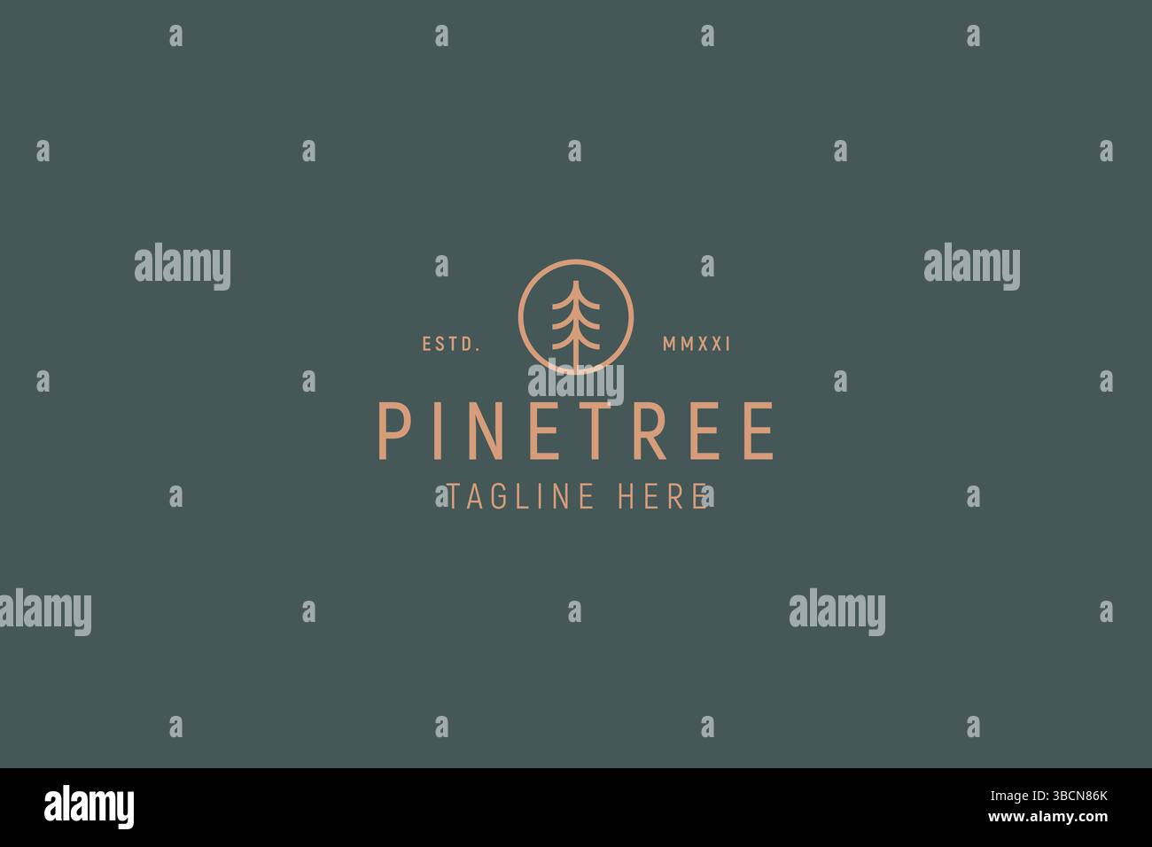Pine Tree Simple Line Logo Vector Template. Stock Vector