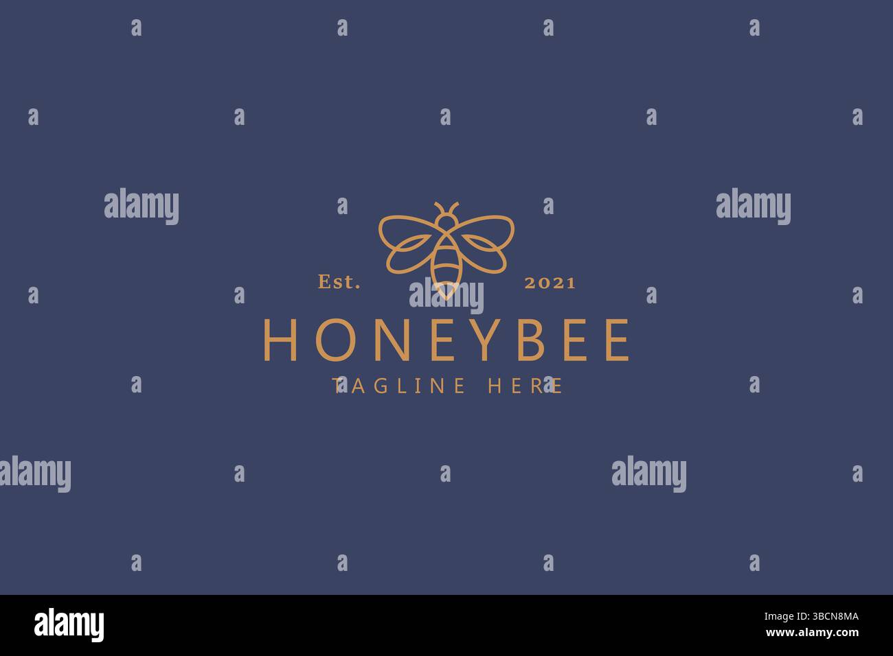 Honey Bee Sweet Simple Line Logo Concept Stock Vector
