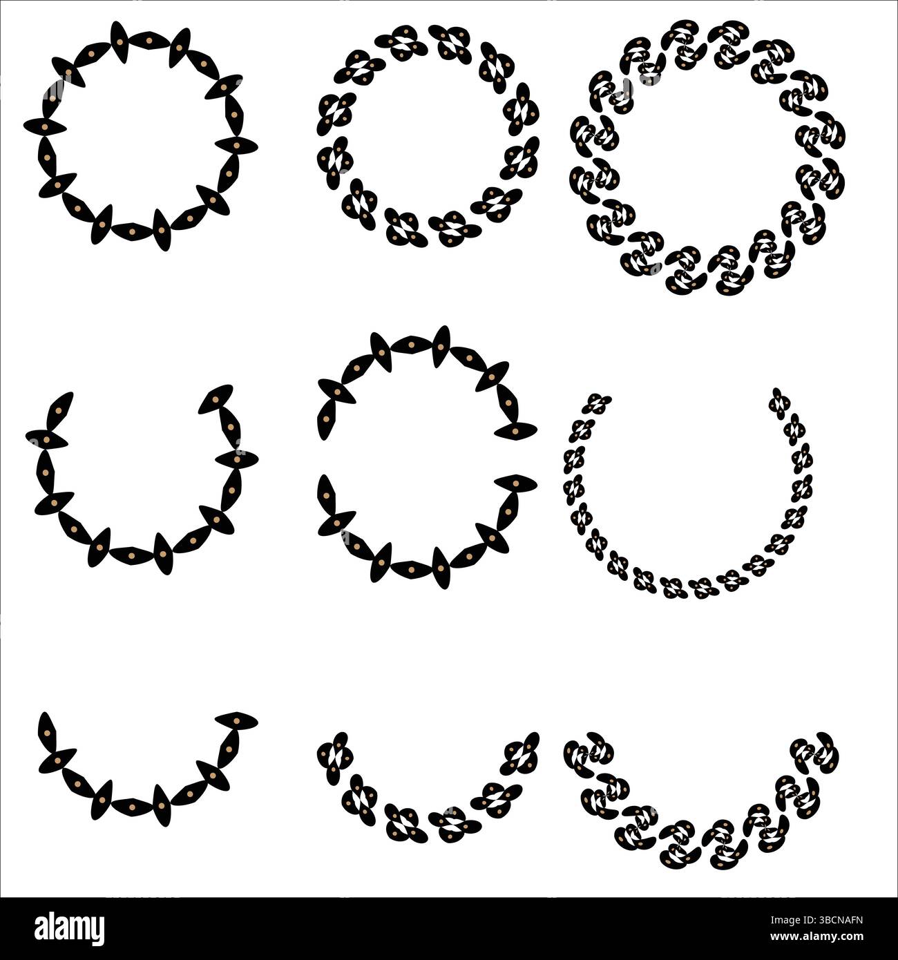 Abstract Circular Pattern Elements Pack Stock Vector