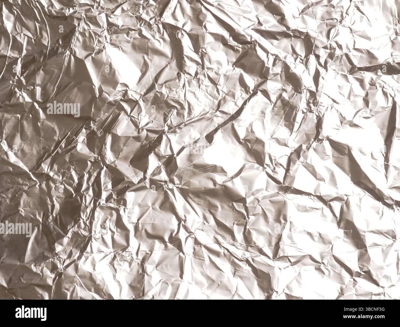 Texture of crumpled aluminum foil using as background or header Stock Photo