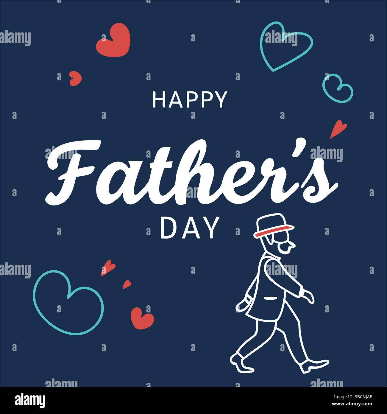 Happy Father's Day Festive Design with Walking Man Illustration Stock Vector