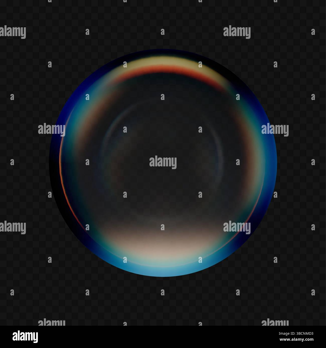 3d clear realistic glass ball vector vibrant gradient color transparent on isolated dark background Stock Vector