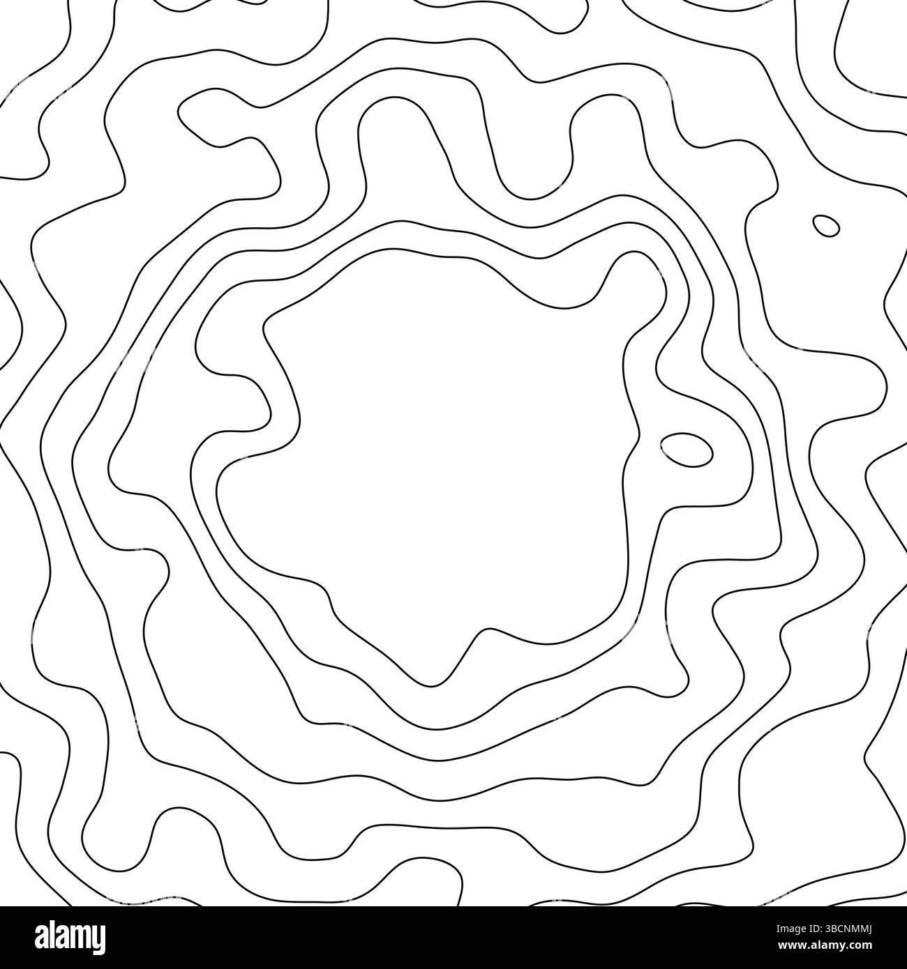 Topographic contour lines map wavy pattern. Vector geographic terrain ...