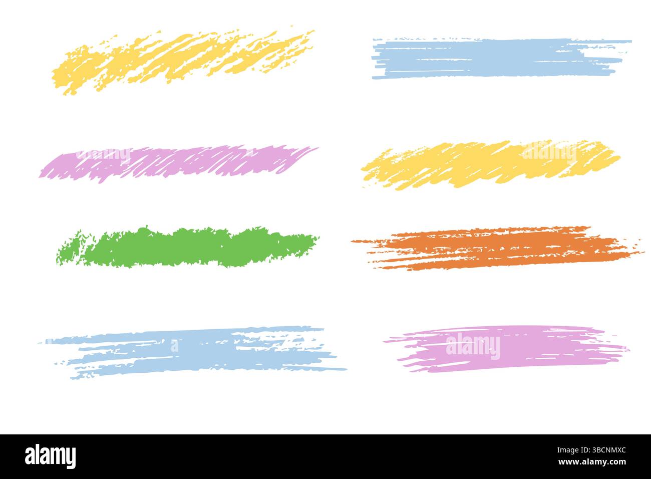 Crayon underline stroke brush mark, grunge textured hand drawn sketch ...