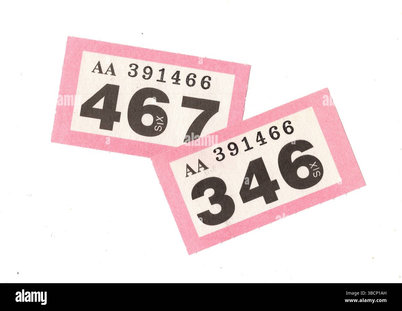 Vintage raffle tickets isolated on a white background Stock Photo - Alamy