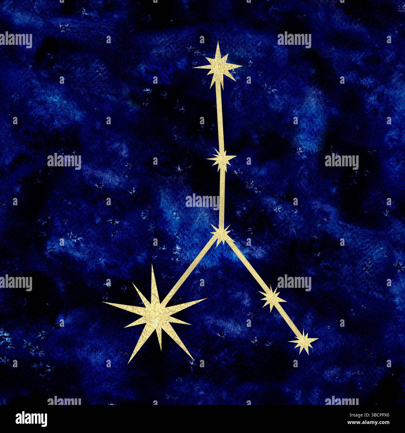 Cancer constellation with gold foil texture on dark blue galaxy ...