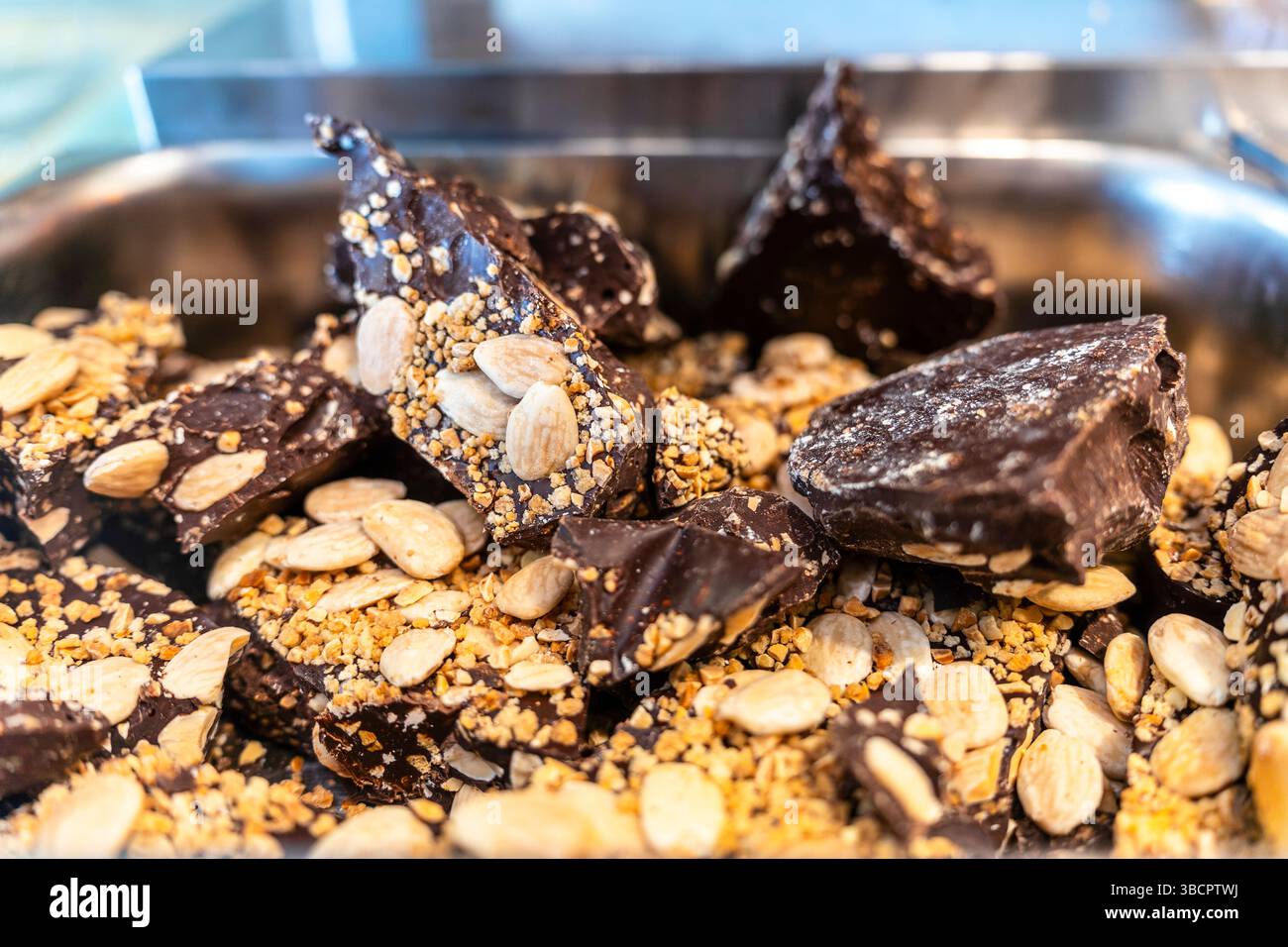 Delicious Handmade Chocolate Bars in Mijas, Malaga, Spain Stock Photo