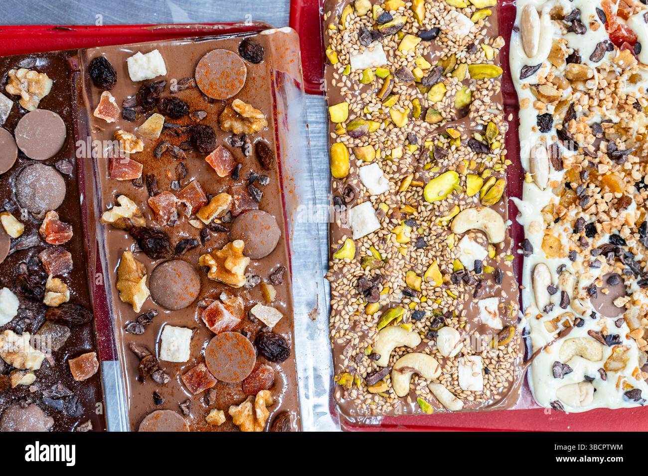 Delicious Handmade Chocolate Bars in Mijas, Malaga, Spain Stock Photo