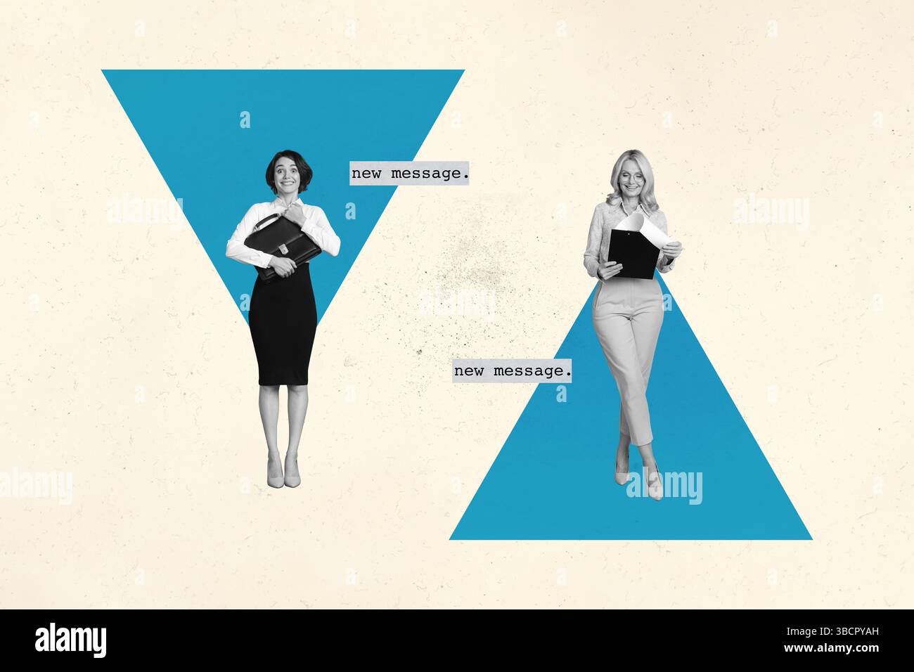 Triangle Stack People Poster trend collage of people stand in triangle shape chat new message ...