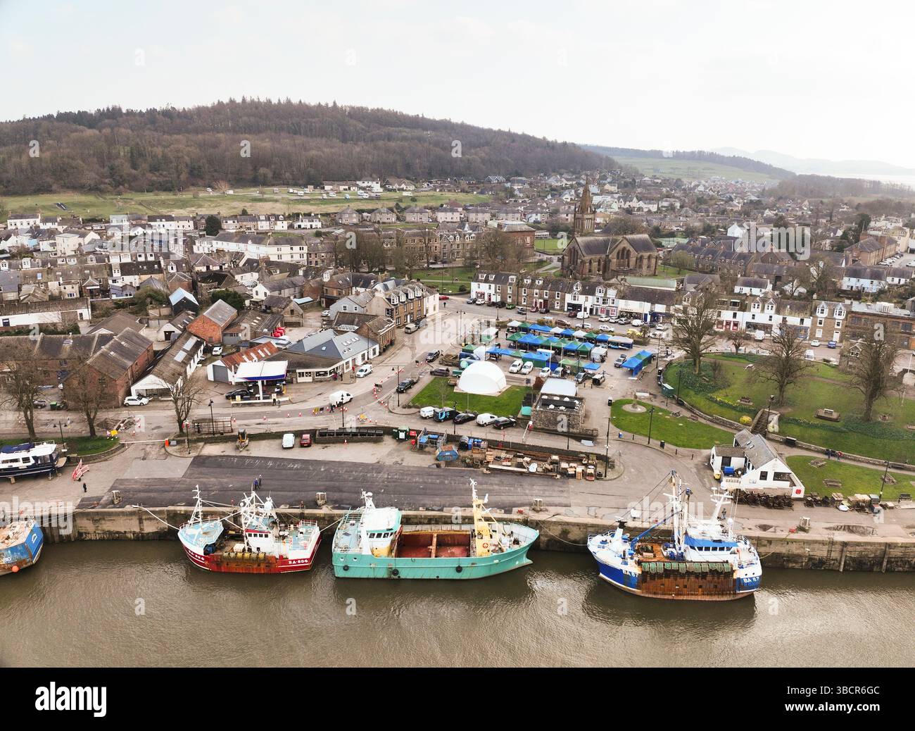 Aerial drone view of Kirkcudbright Stock Photo