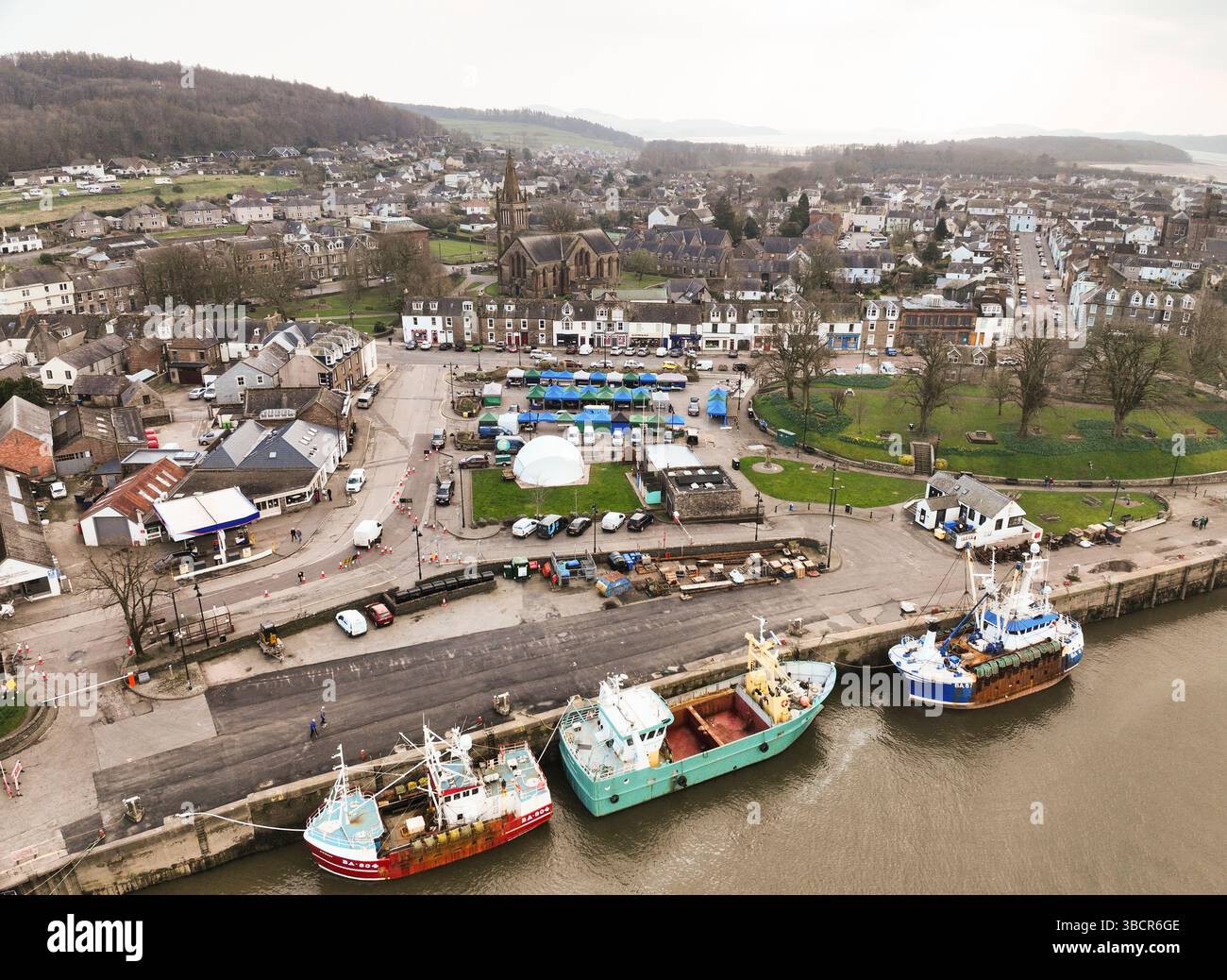 Aerial drone view of Kirkcudbright Stock Photo